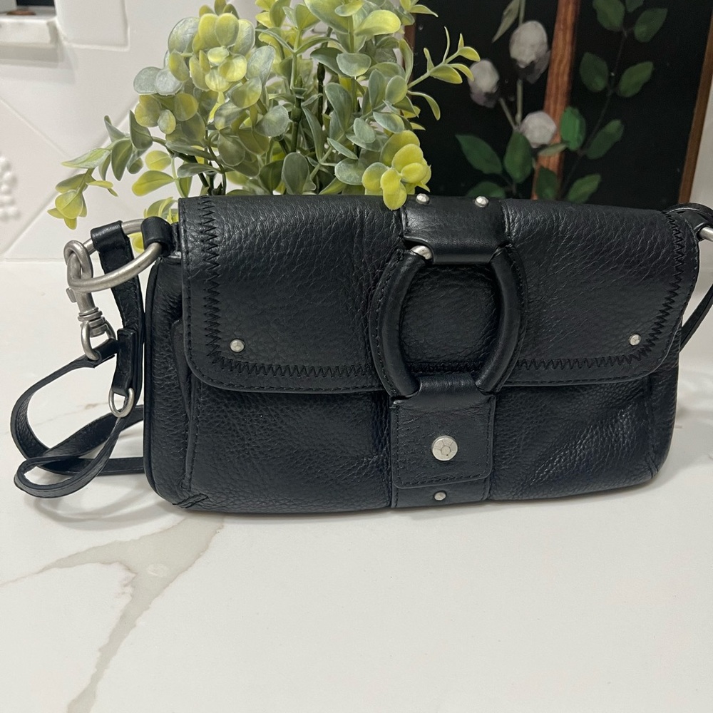 Sigrid Olsen Sky Black Leather Shoulder Bag Purse/crossbody